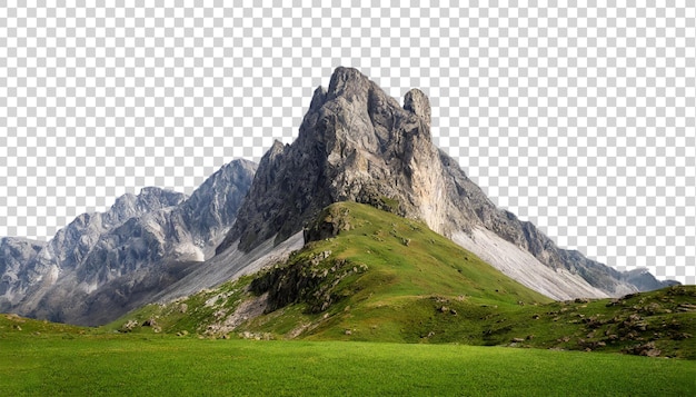 PSD paesaggio di montagna isolato su uno sfondo trasparente rendering 3d di alta qualità