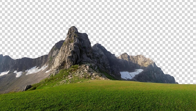 PSD paesaggio di montagna isolato su uno sfondo trasparente rendering 3d di alta qualità