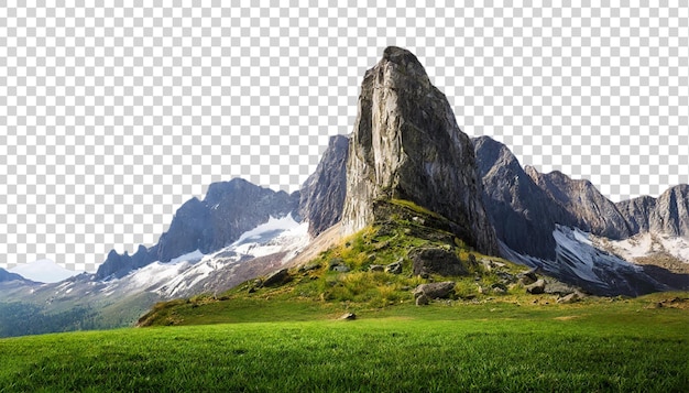 Paesaggio di montagna isolato su uno sfondo trasparente rendering 3d di alta qualità