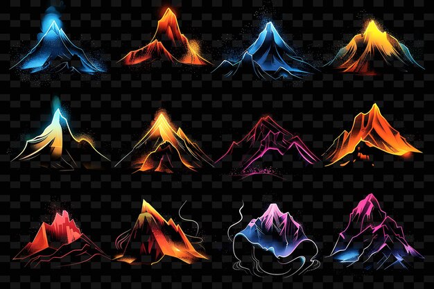 Mountain range on a black background with colorful mountains