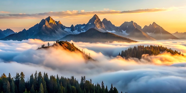 PSD mountain range in the distance with a sunset