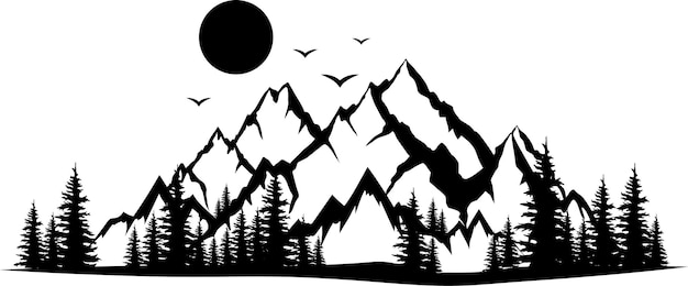 mountain range sketch clipart