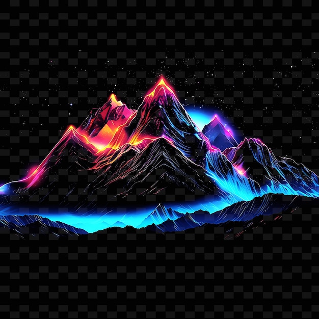 PSD a mountain range with a colorful light and a star in the middle