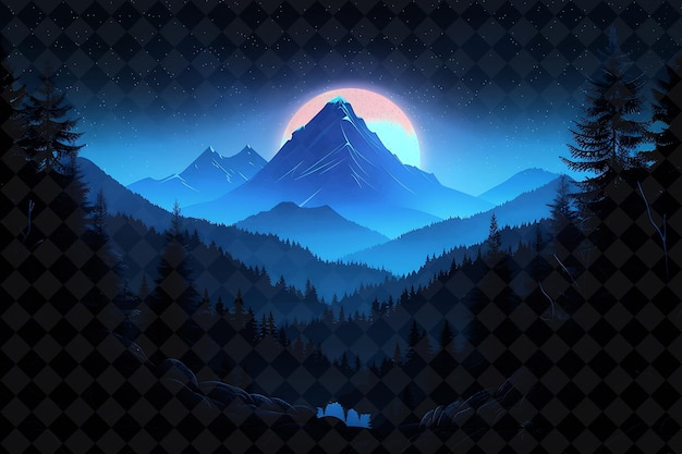 A mountain range with a sunset in the background