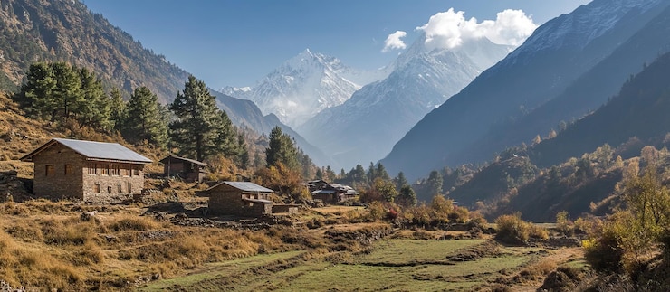 PSD mountain village landscape