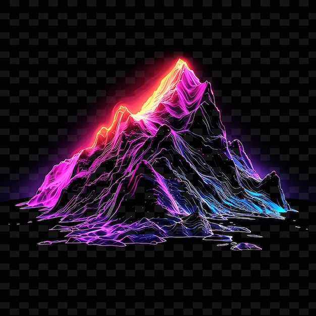 A mountain with a colorful light on it