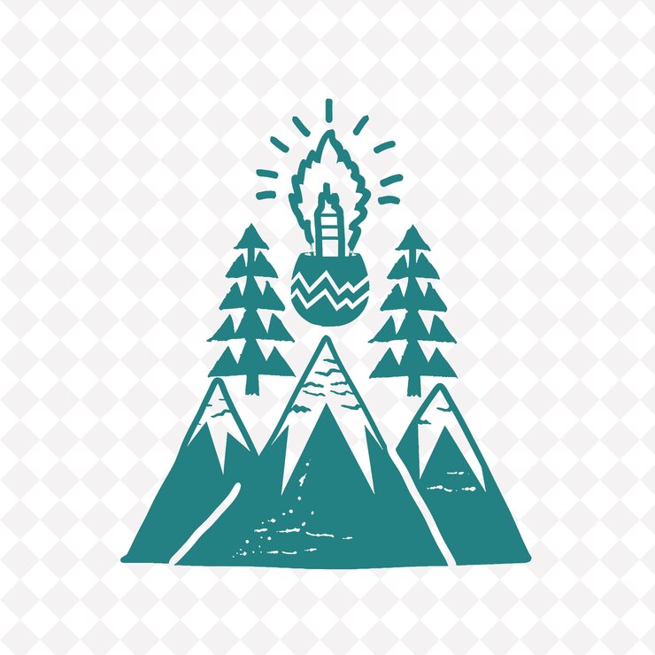 PSD その上に太陽の輝きがある山