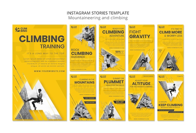 Mountaineering and climbing instagram stories design template