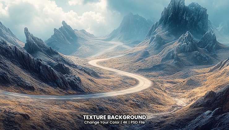 PSD mountains and beautiful sky with colorful clouds texture background
