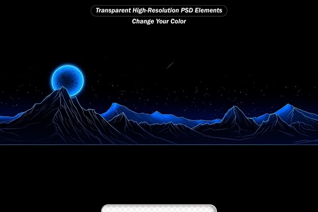 PSD montagne sullo sfondo della luna