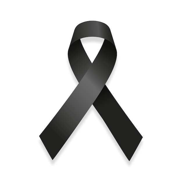 Mourning element with black ribbon