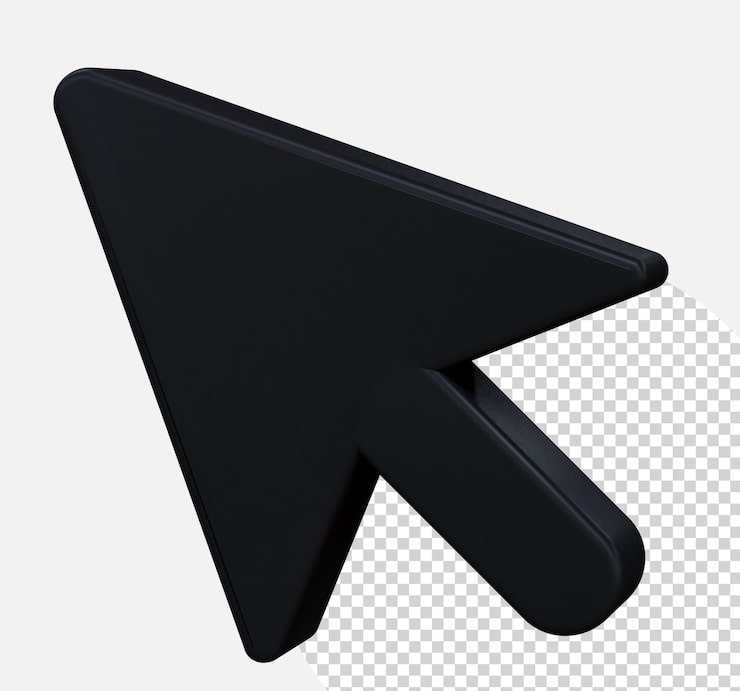PSD mouse arrow cursor 3d element isolated on background concept of interface pointer computer interface for choosing online actions 3d rendering