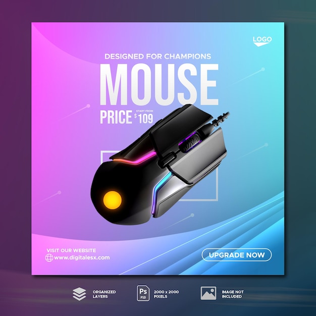 PSD mouse for gaming on sale social media psot