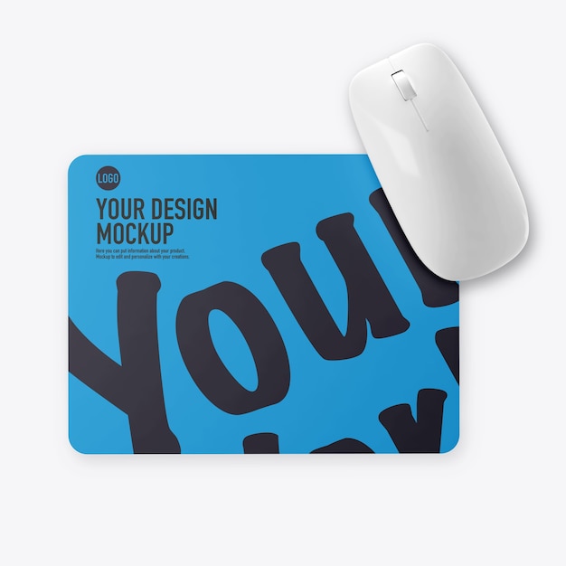 PSD mouse pad mockup with mouse isolated