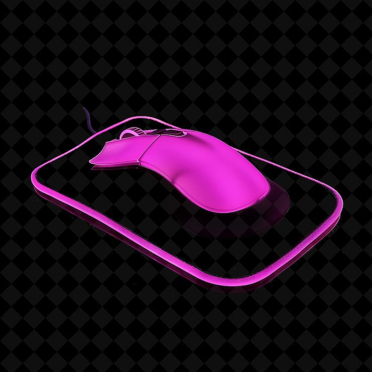 PSD mouse pad with wrist support made with silicone pad with str neon object on dark background