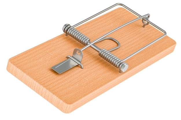Mouse trap 3D rendering isolated on transparent background