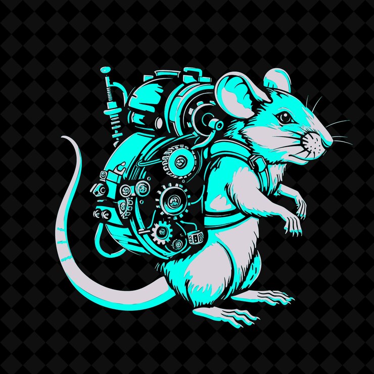 PSD a mouse with a blue body and a green tail