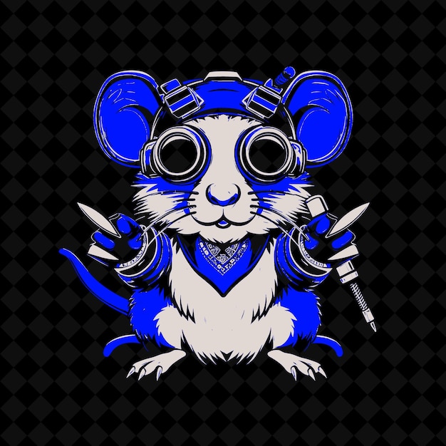 A mouse with a mask that says mouse on it