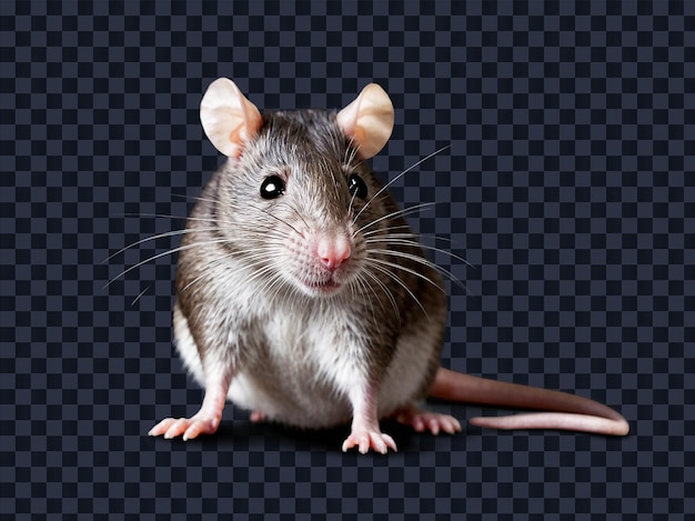 a mouse with a pink nose and a black background
