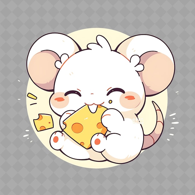 PSD a mouse with a yellow cheese in his mouth