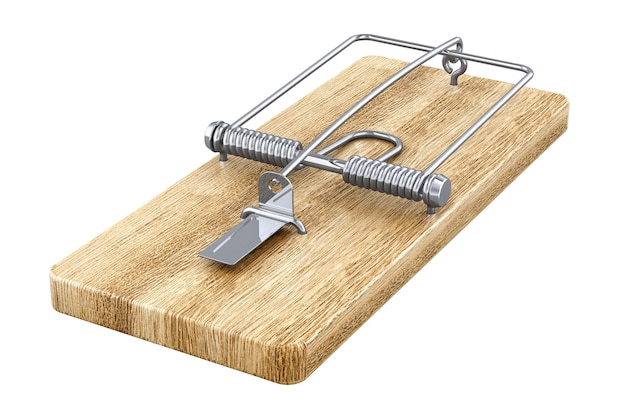 mousetrap or mouse trap 3d rendering isolated on transparent background