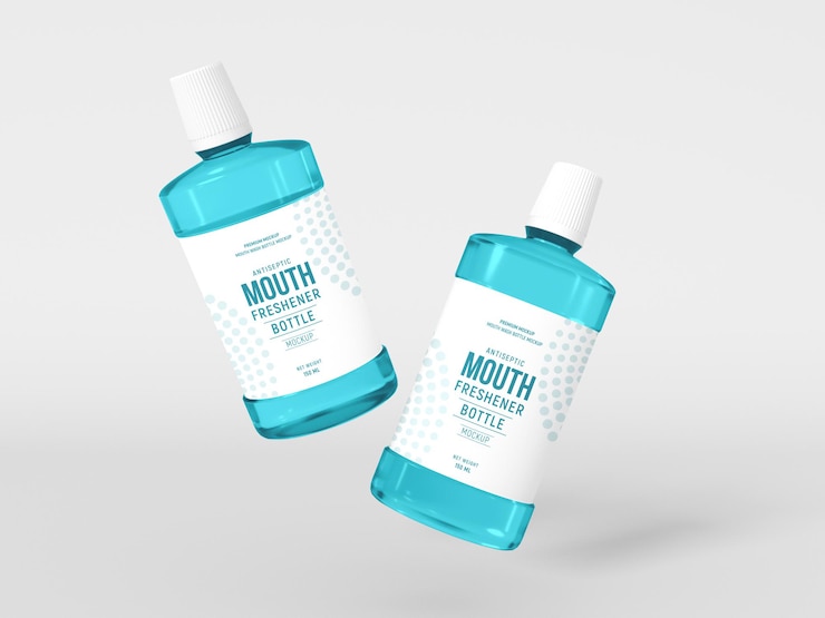 PSD mouth freshner  plastic bottle packaging mockup