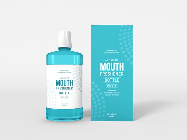 PSD mouth freshner  plastic bottle packaging mockup