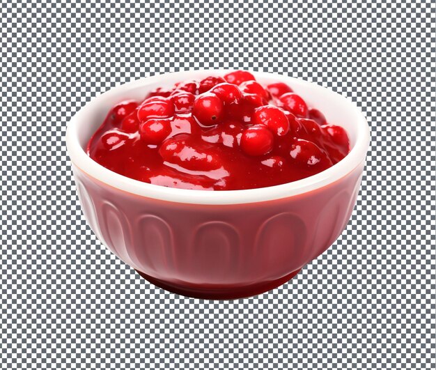 PSD mouth watering cranberry sauce in bowl isolated on transparent background