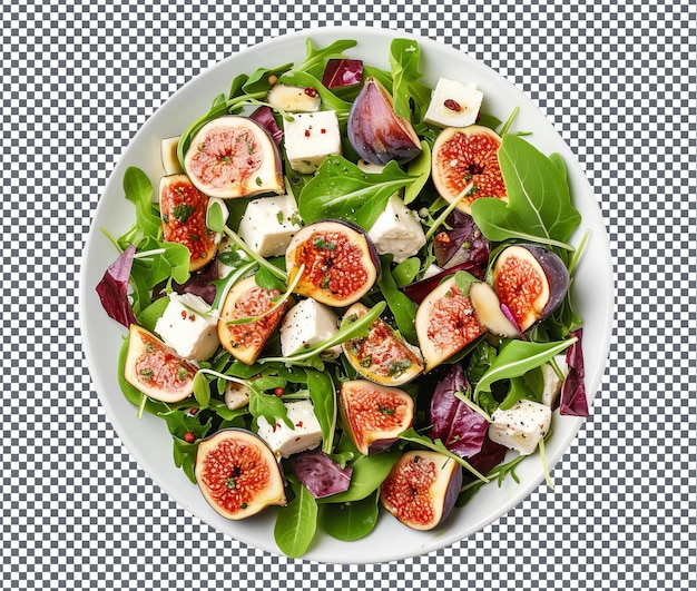 PSD mouth watering foumbouni fig and feta salad izolowane na przezroczystym tle
