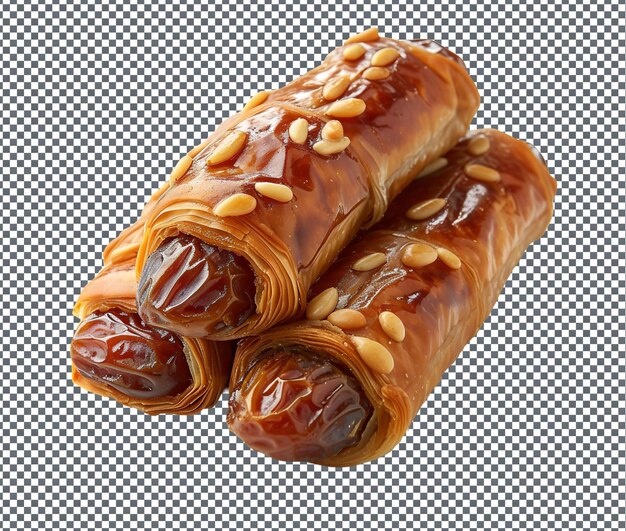 PSD mouth watering makrout date filled pastry isolated on transparent background