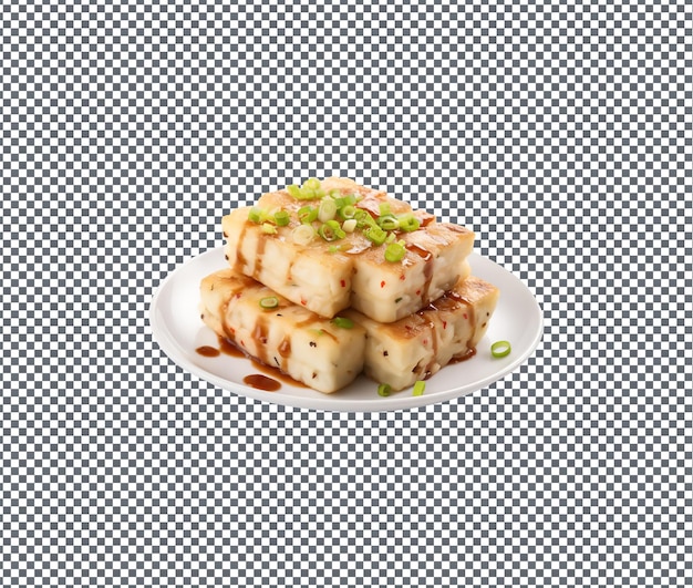 PSD mouth watering radish cake isolated on transparent background