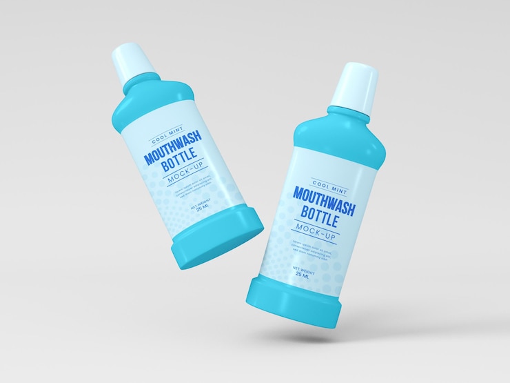 PSD mouthwash plastic bottle mockup
