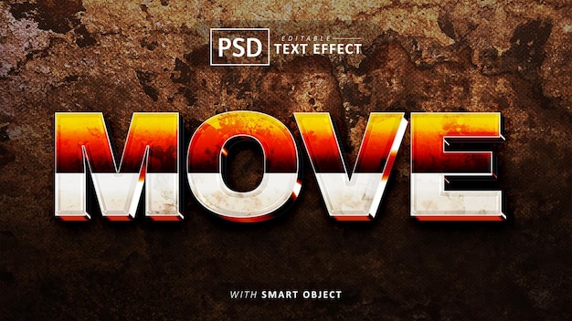 Move 3d text effect editable