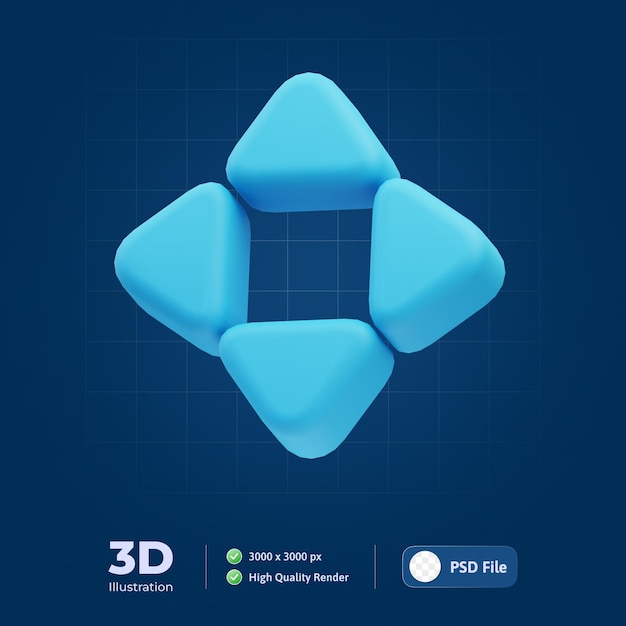 PSD move tool 3d illustration