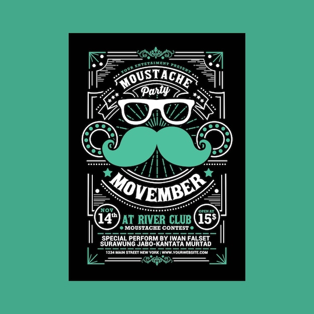 Movember moustache party flyer