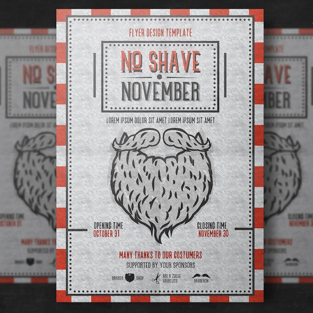 PSD modello di poster di movember