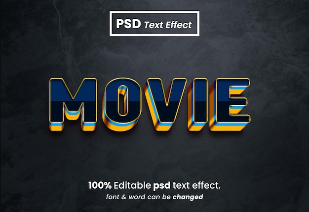 PSD movie 3d editable text effect