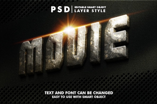 PSD movie 3d realistic text effect premium psd with smart object