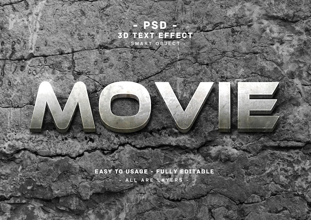 Movie 3d stone text style effect