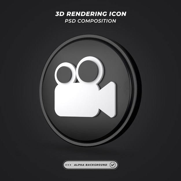 PSD movie camera icon in 3d rendering