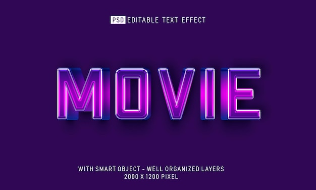 Movie editable text effect 3d style