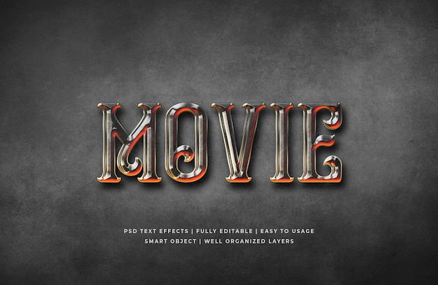 PSD movie gothic 3d text style effect template