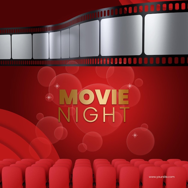 PSD movie night instagram post 3d template