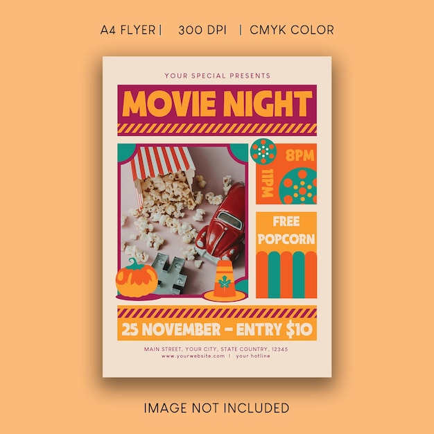 PSD movie night party flyer