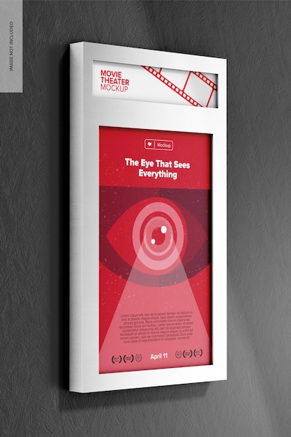 PSD movie poster frame mockup right view