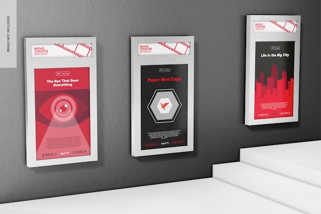 Movie poster frame mockup on stairs