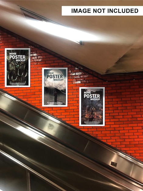 movie poster mockup on the subway