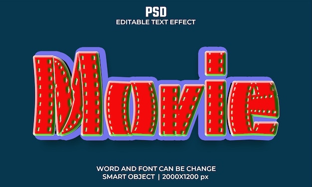 PSD movie psd 3d text effect fully editable high quality