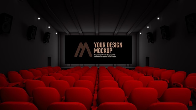 PSD mockup di schermo cinematografico all'interno di un cinema