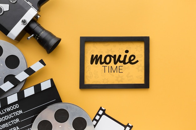 Movie time mock-up in frame and props